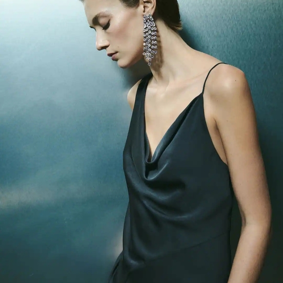 Mango Silver Crystal Cascade Earrings - Picture 3 of 3